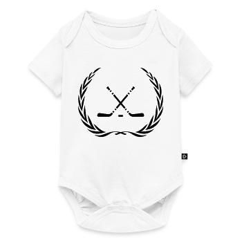 Couronne de bâton de hockey sur glace - Body à manches courtes Premium Bébé - blanc - Devant