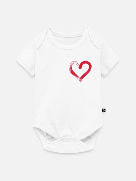 Herzschlag Linie mit rotem Herz - Baby Premium Kurzarmbody - Weiß