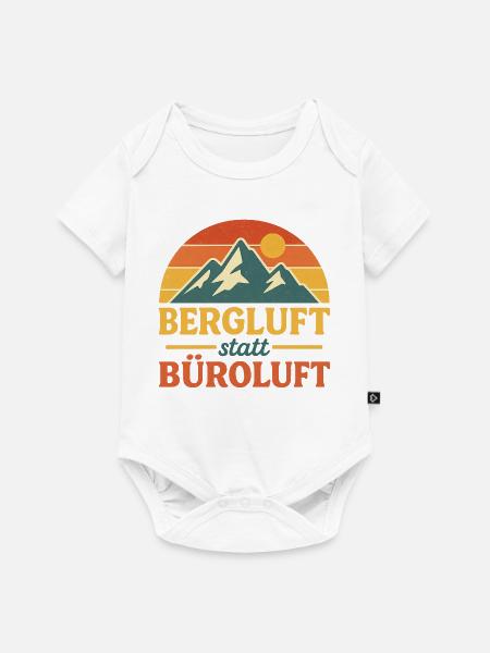 Bergluft statt Büroluft Retro Logo - Baby Premium Kurzarmbody - Weiß