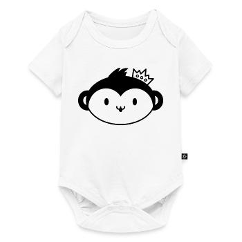 Couronne de singe - Tête de singe mignonne avec couronne - Body à manches courtes Premium Bébé - blanc - Devant