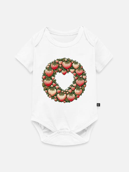 Erdbeer-Herzkranz - Baby Premium Kurzarmbody - Weiß