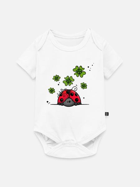 Marienkäfer mit Glücksklee - Baby Premium Kurzarmbody - Weiß