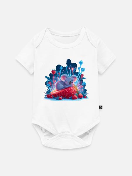 Schlafender Koala auf Erdbeere Neonwald - Baby Premium Kurzarmbody - Weiß