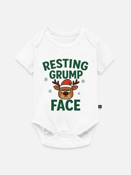 Resting Grump Face Rentier mit Mütze - Baby Premium Kurzarmbody - Weiß