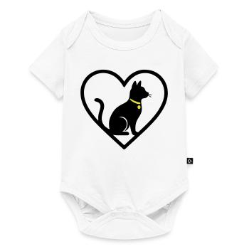 Cat Heart Silhouette Cute Pet Lover - Baby Premium short-sleeve bodysuit - white - Front