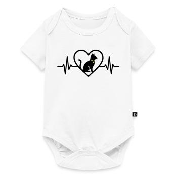 Chat Coeur Silhouette Mignon Cadeau d’Amoureux des Animaux - Body à manches courtes Premium Bébé - blanc - Devant