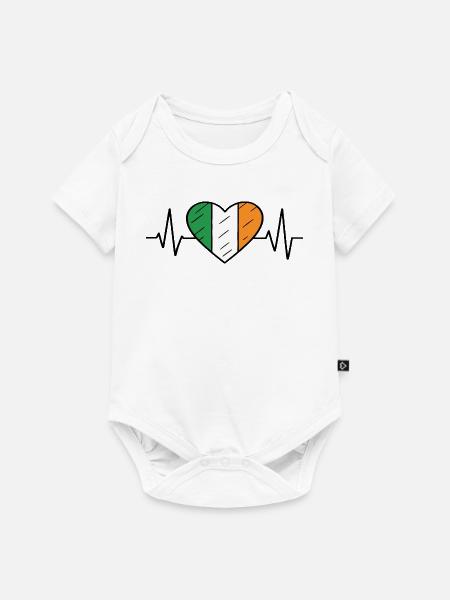 Irland Flagge Heartbeat Line Irish Pride Design - Baby Premium Kurzarmbody - Weiß