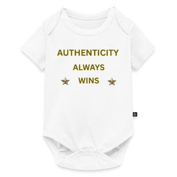 L’AUTHENTICITÉ GAGNE TOUJOURS – Citation motivationnelle en or - Body à manches courtes Premium Bébé - blanc - Devant