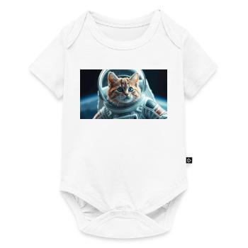 Astronaute Cat en orbite - Body à manches courtes Premium Bébé - blanc - Devant