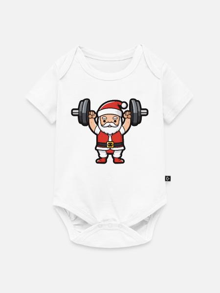 Weihnachtsmann Gewichte Gym Weihnachten - Baby Premium Kurzarmbody - Weiß