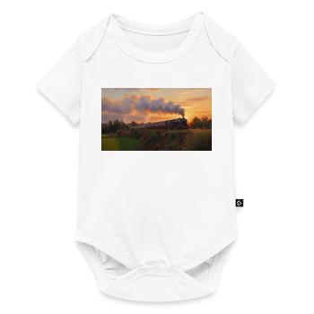 Train à vapeur du coucher du soleil - Body à manches courtes Premium Bébé - blanc - Devant