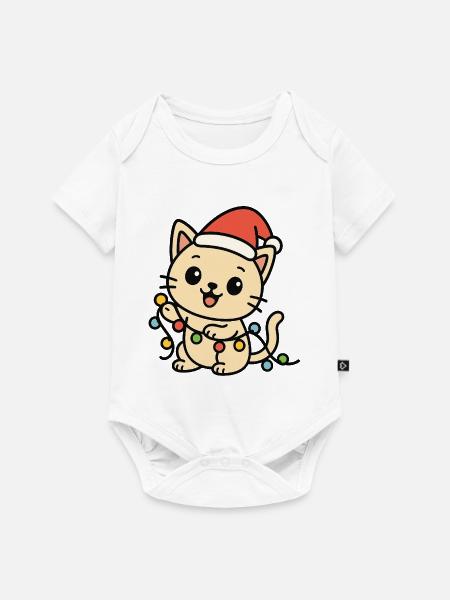Kuschelkätzchen Lichterkette - Baby Premium Kurzarmbody - Weiß
