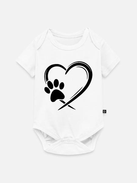 Herz Pfote - Baby Premium Kurzarmbody - Weiß