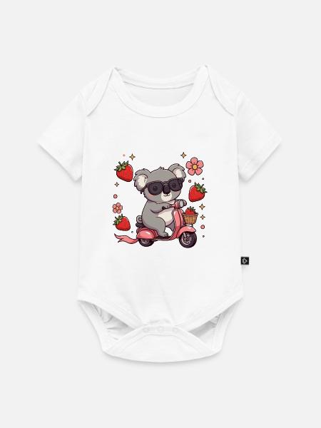 Cooler Koala-Rollerfahrer Kawaii Sommerkunst - Baby Premium Kurzarmbody - Weiß