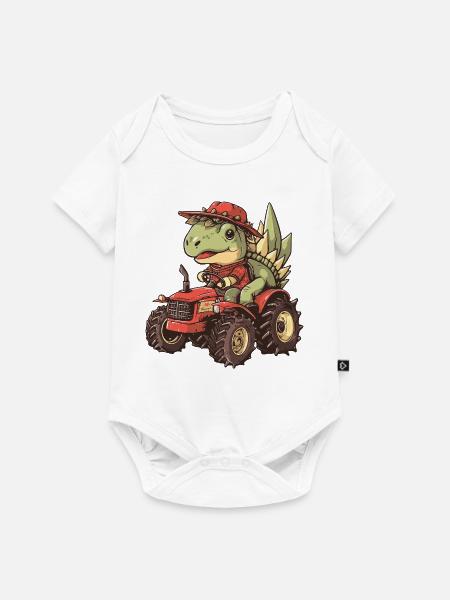 Dinosaurier stegosaurus Traktor Farmer - Baby Premium Kurzarmbody - Weiß