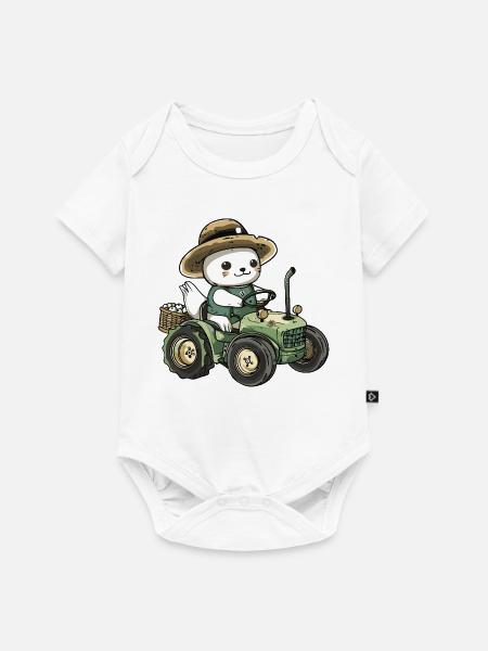 Robbe Tier Traktor Farmer - Baby Premium Kurzarmbody - Weiß