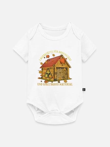 Herbstliches Brennstofflager Holzhaus - Baby Premium Kurzarmbody - Weiß