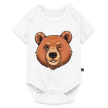 Winking Bear Cartoon - Baby Premium short-sleeve bodysuit - white - Front