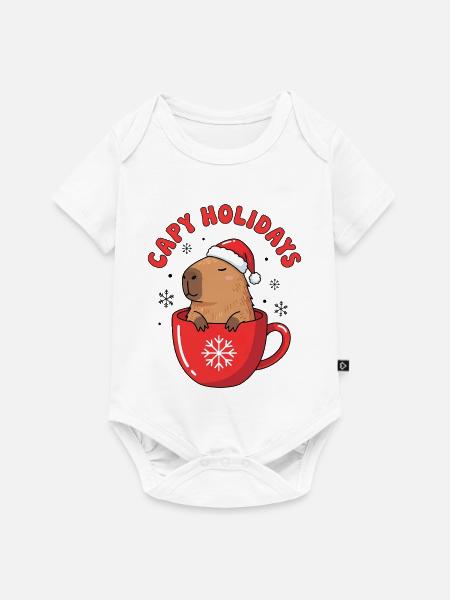 Capy Holidays - Baby Premium Kurzarmbody - Weiß
