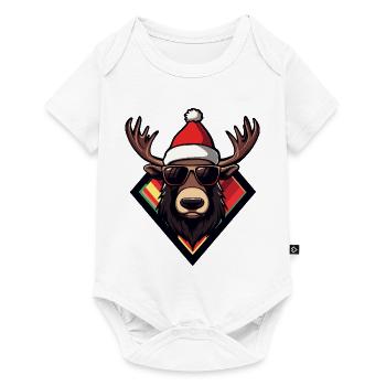 Renne à la lunettes de soleil de Noël - Body à manches courtes Premium Bébé - blanc - Devant