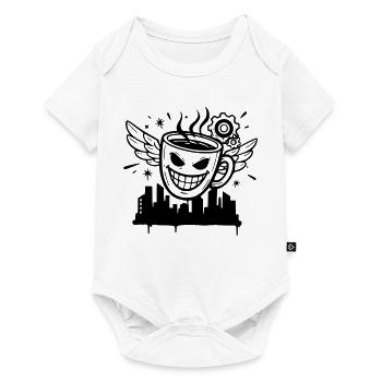 Crazy Coffee Cup Wings Vector - Baby Premium short-sleeve bodysuit - white - Front