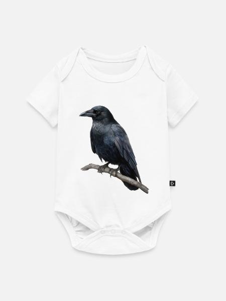 Rabe Krähe Vogel - Baby Premium Kurzarmbody - Weiß