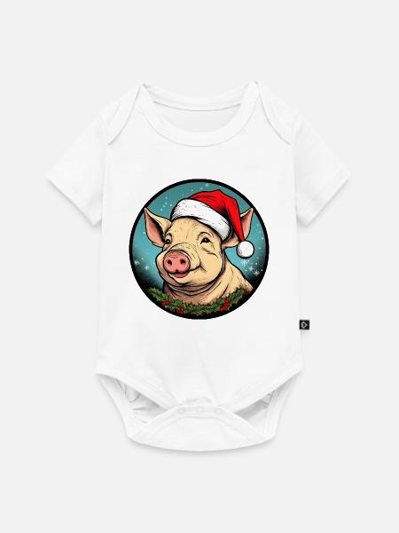 Ferkel Weihnachten - Baby Premium Kurzarmbody - Weiß