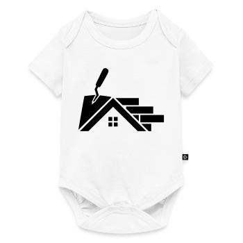 Logo Maurer avec contour de maison, truelle et briques - Body à manches courtes Premium Bébé - blanc - Devant