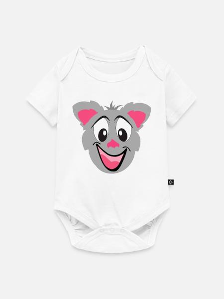 Graue Kawaii Katze Cartoon Gesicht - Baby Premium Kurzarmbody - Weiß