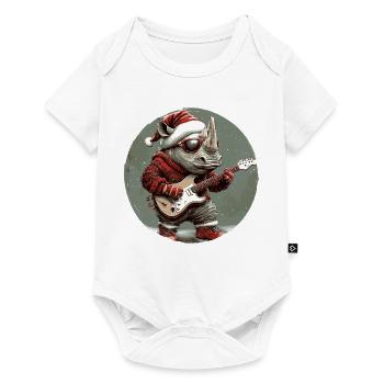 Rhino Christmas Guitar - Baby Premium short-sleeve bodysuit - white - Front