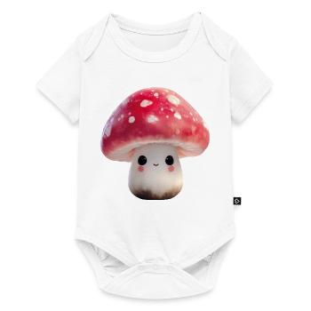 Champignon Kawaii avec visage - Body à manches courtes Premium Bébé - blanc - Devant