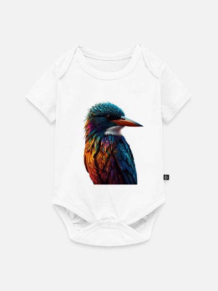 Bunter Eisvogel Farbenspiel - Baby Premium Kurzarmbody - Weiß