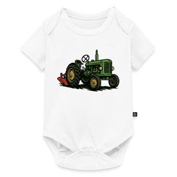 Green tractor in the light of agriculture - Baby Premium short-sleeve bodysuit - white - Front