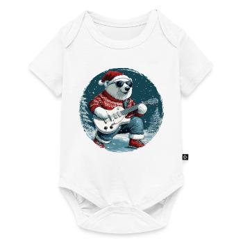 Ours polaire guitare de Noël Ours polaire - Body à manches courtes Premium Bébé - blanc - Devant