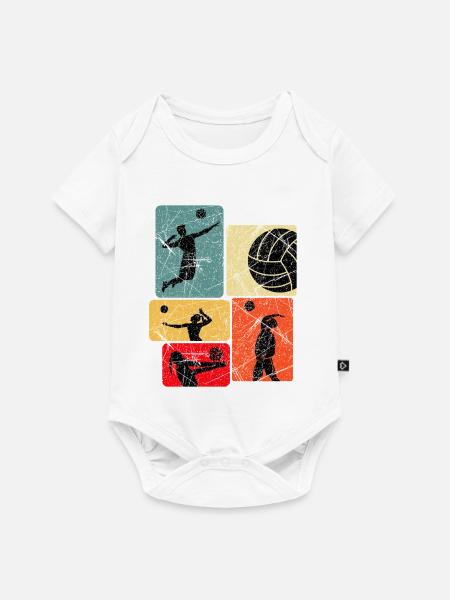 Volleyball Silhouetten Retro Farbblöcke - Baby Premium Kurzarmbody - Weiß