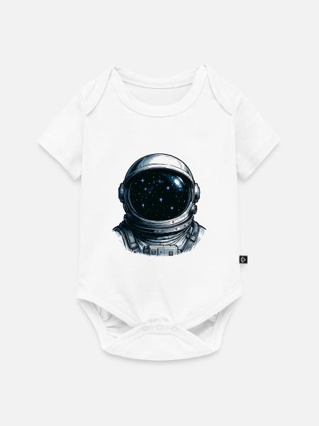 Astronaut Visier Sternenhimmel - Baby Premium Kurzarmbody - Weiß