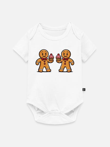 Doppel-Lebkuchen Cupcake Duo - Baby Premium Kurzarmbody - Weiß