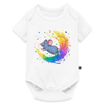 Colorful mouse in a swirl of color - Baby Premium short-sleeve bodysuit - white - Front