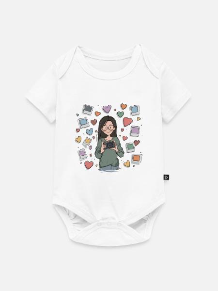 Herzfotografin mit Bildern - Baby Premium Kurzarmbody - Weiß