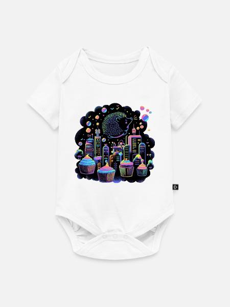 Neon Cupcake Stadt Igel - Baby Premium Kurzarmbody - Weiß