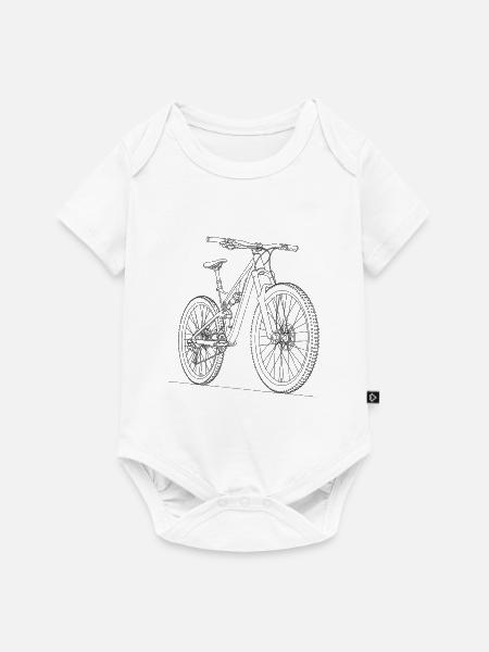 MTB Fahrrad Silhouette Mountainbike Outdoor - Baby Premium Kurzarmbody - Weiß