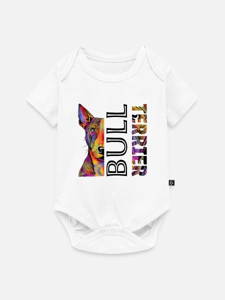 Farbenfroher Bull Terrier - Baby Premium Kurzarmbody - Weiß