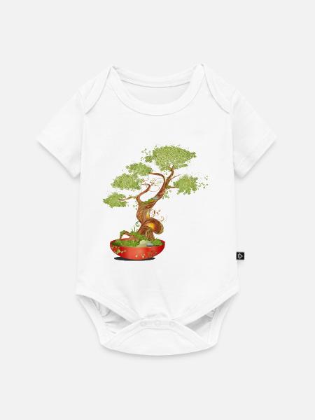 Fantasievoller Bonsai mit leuchtenden Details - Baby Premium Kurzarmbody - Weiß