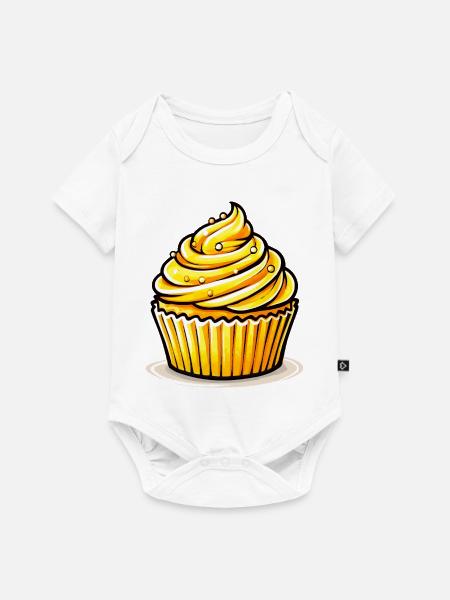 Goldgelber Cupcake - Baby Premium Kurzarmbody - Weiß