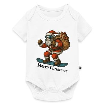 Santa Snowboard Merry Christmas - Baby Premium short-sleeve bodysuit - white - Front
