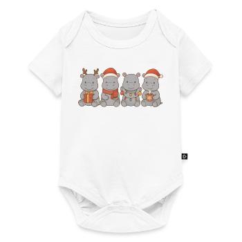 Hippopotames pour enfants, garçons et filles, Noël - Body à manches courtes Premium Bébé - blanc - Devant