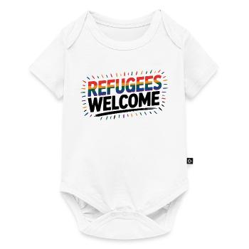Refugees Welcome - Cool Pride Logo - Baby Premium Kurzarmbody - Weiß - Vorne