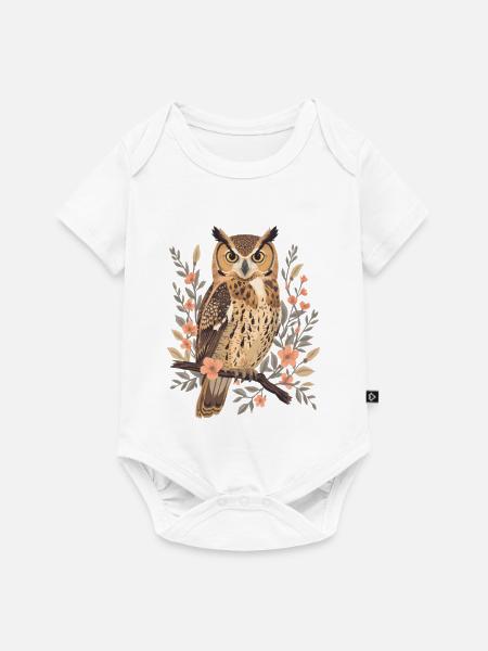 Eulenauge im Blütenkranz - Baby Premium Kurzarmbody - Weiß