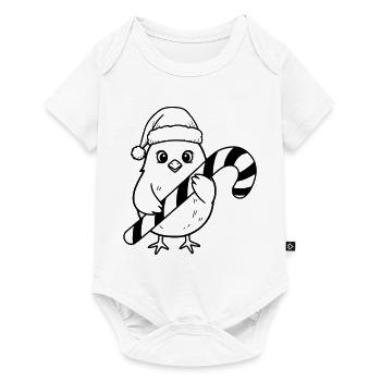 Süßer Weihnachtsvogel mit Candy Cane Illustration - Baby Premium Kurzarmbody - Weiß - Vorne