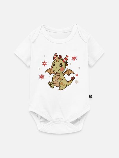 Festlicher Drache Weihnachtszuckerstange - Baby Premium Kurzarmbody - Weiß